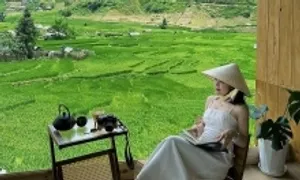Uống cà phê ngắm lúa chín 'ngay trước mắt' ở Sa Pa
